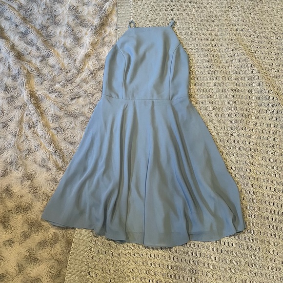 Letter of Love Slate Blue Backless Skater Dress - Picture 4 of 5